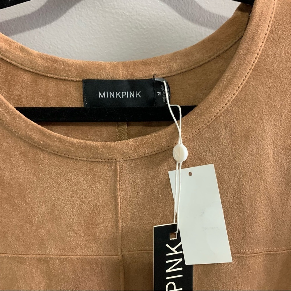 Mink pink faux suede t-shirt dress size medium - Picture 3 of 7